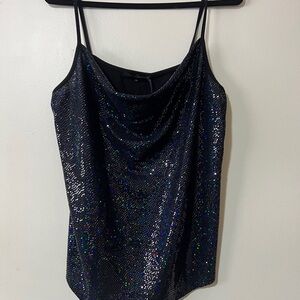 Elegant Black Sequin Cowl Neck Camisole